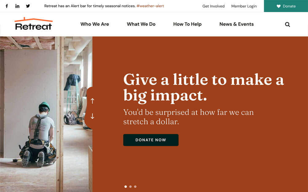 nonprofit website design screenshot