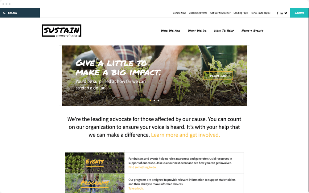 Nonprofit Website Design Sustain